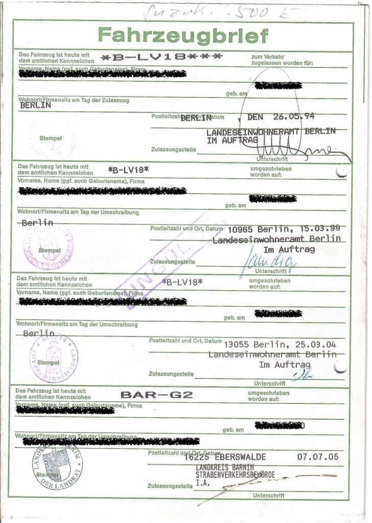 Fahrzeugbrief